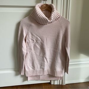 Loft XS Pink Crowl Neck Cozy Pink Cotton Wool Long Sweater